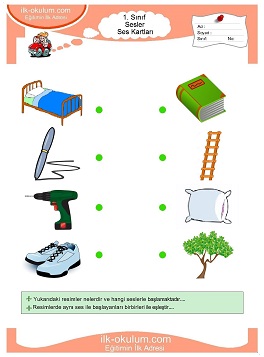 Çocuklar İçin Sesler Eşleştirme Çalışma Sayfaları 